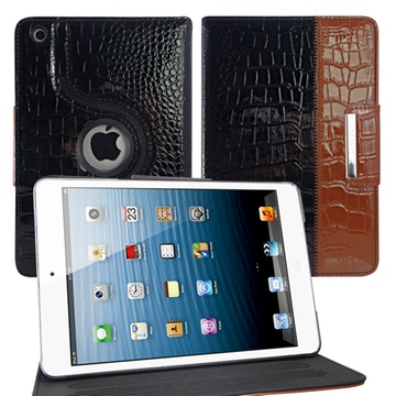 爱酷多（ikodoo）苹果iPad mini 2鳄鱼纹保护套 送膜五件套(黑色)